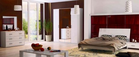 Рома Спальня со шкафом 4 дв. Белый глянец Миромарк