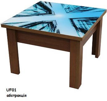 Стол трансформер с УФ печатью на стекляной столешнице Luxe Studio