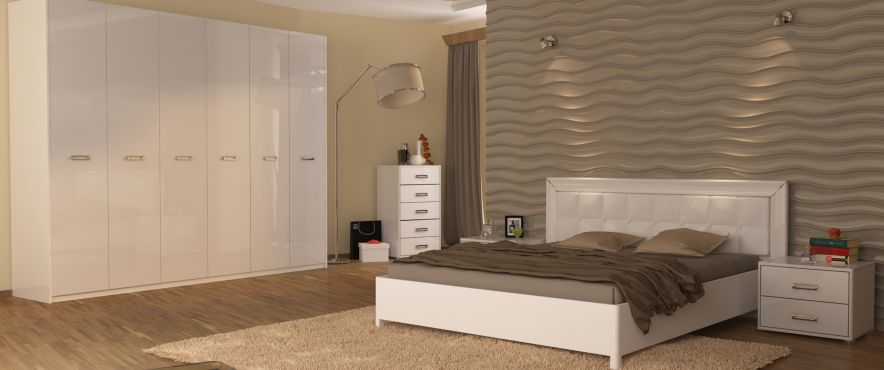 Белла Комплект спальни со шкафом 6 дв. Белый глянец Миромарк