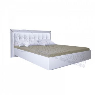 Белла Кровать 160 Профиль и мягкая спинка с подъемником Белый глянец Миромарк