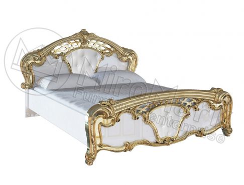 Ева Кровать 160 мягкая вставка с подъемником Белый - Золото Миромарк