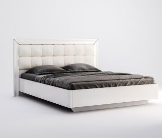 Белла Кровать 160 Профиль и мягкая спинка с подъемником Белый глянец Миромарк фотография