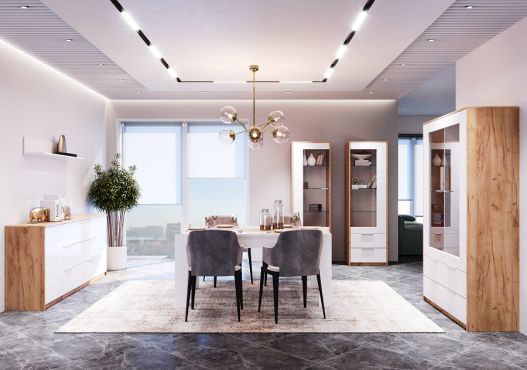 Асти Гостиная 2 Дуб крафт / белый глянец Миромарк фотография