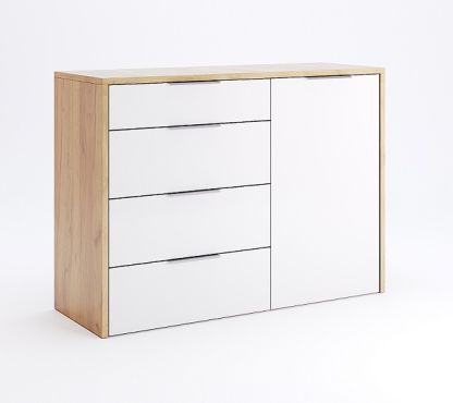 Асті Комод 1дв. 4шх. Дуб крафт/білий глянець Міромарк фотографія