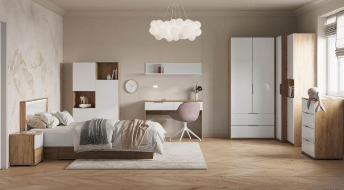 Асті Дитяча 1 Дуб крафт/білий глянець фотографія