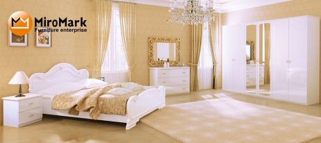 Футура Спальня з шафою 6 дв. Білий глянець Міромарк фотографія