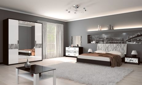 Терра Комплект спальни со шкафом 4 дв. Белый глянец / черный матовый Миромарк фотография