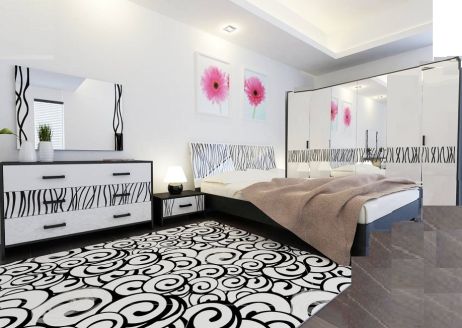 Терра Комплект спальни со шкафом 6 дв. Белый глянец / черный матовый Миромарк фотография