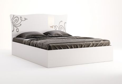 Богема Кровать 160 с подъемником Белый глянец Миромарк фотография