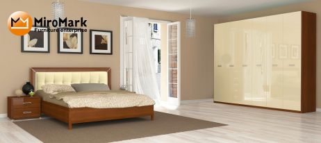 Белла Комплект спальни со шкафом 6 дв. Вишня бюзум/ваниль Миромарк фотография