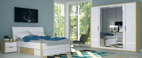 Флоренція Спальня з шафою 5 дв. Білий глянець/дуб сан маріно Міромарк фотографія