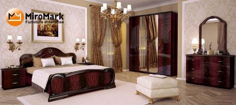 Футура Спальня з шафою 4 дв. з дзеркалом Перо рубіно Міромарк фотографія