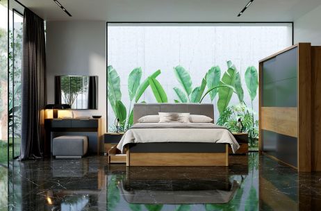 Рамона Спальня со шкафом-купе 2,0 Дуб крафт/земля Миромарк фотография