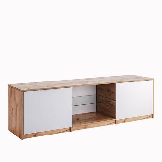 Асті Тумба ТВ Дуб крафт/білий глянець Міромарк фотографія