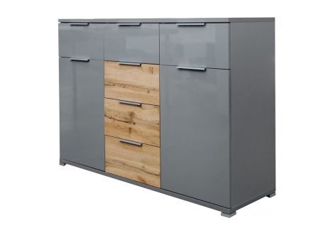 Лінц Комод 2д6шх. Сірий шифер/дуб вотан Міромарк фотографія