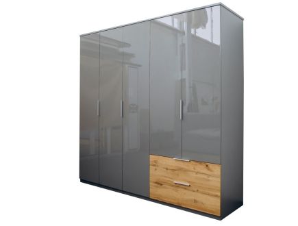 Линц Шкаф 5 дв.без дз. с ящиками Серый шифер/дуб вотан Миромарк фотография