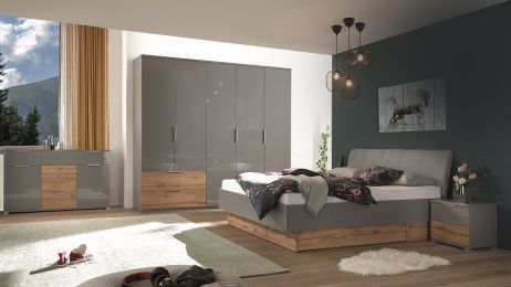 Лінц Спальня з шафою 5 дв. Сірий шифер/дуб вотан Міромарк фотографія