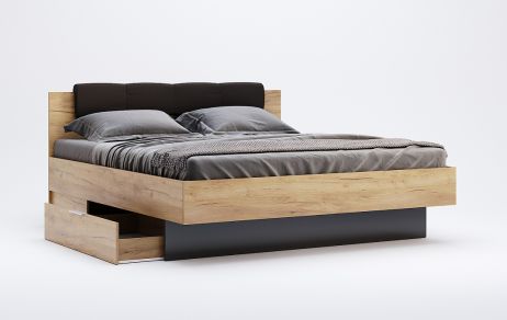 Луна Кровать 180 мягкая спинка Дуб крафт/земля Миромарк фотография