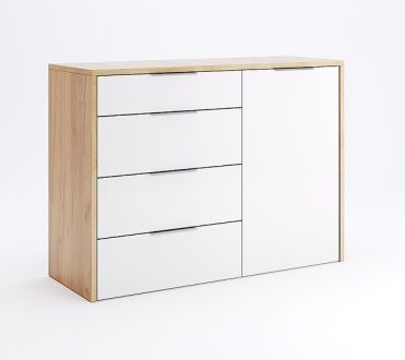 Асті Комод 1дв. 4шх. Дуб крафт/білий глянець Міромарк фотографія