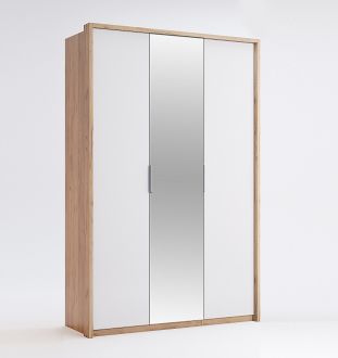 Асти Шкаф 3 дв.с зеркалом Дуб крафт / белый глянец Миромарк фотография