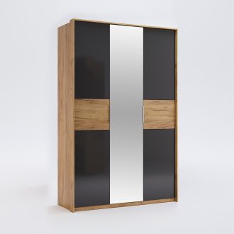 Рамона Шкаф 3 дв.с зеркалом Дуб крафт / земля Миромарк фотография