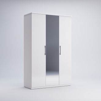 Фэмили Шкаф 3 дв.с зеркалом белый глянец Миромарк фотография