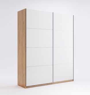 Асти Шкаф-купе 1,5 (глянец) Дуб крафт/белый глянец Миромарк фотография
