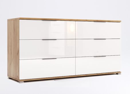 Асті Комод 6 шх. Дуб крафт/білий глянець Міромарк фотографія