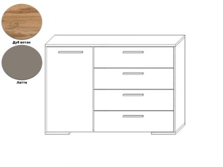 Франческа Комод 1Д/4Ш дуб вотан/латте Сокме фотографія