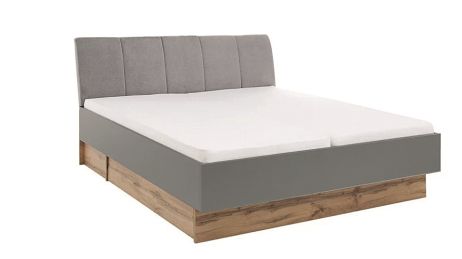 Линц Кровать 160 с ящиками Серый шифер/дуб вотан Миромарк фотография