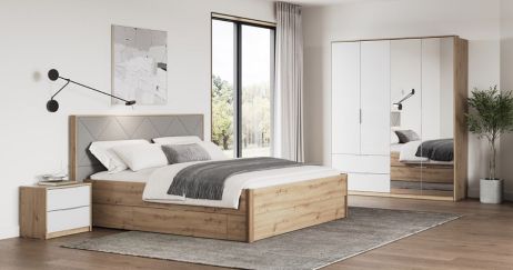 Реймонд Спальня Дуб артізан/Білий глянець Міромарк фотографія