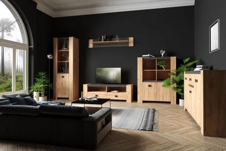 Шелби Гостиная дуб крафт золотой/ясень серфсайд железный Гербор фотография