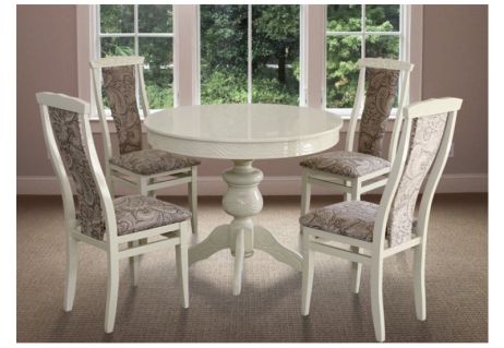 Стол Лео круглый D=90+30 + Стул Марек 4 фотография