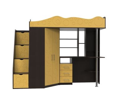 Кроватка-чердак детская Binky ДС37А (МДФ) фотография