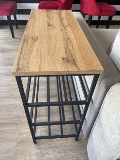 Поличка для взуття 80см 3 полиці дуб тахо/метал чорний Twinsann фотографія