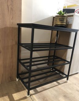 Поличка для взуття 60см 3 полиці чорний/метал чорний Twinsann фотографія