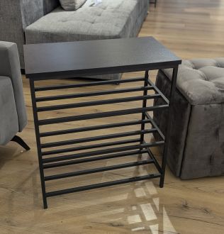 Поличка для взуття 80см 3 полиці чорний/метал чорний Twinsann фотографія