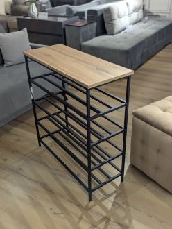 Поличка для взуття 60см 4 полиці дуб тахо/метал чорний Twinsann фотографія