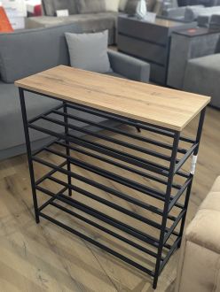 Поличка для взуття 80см 4 полиці дуб тахо/метал чорний Twinsann фотографія