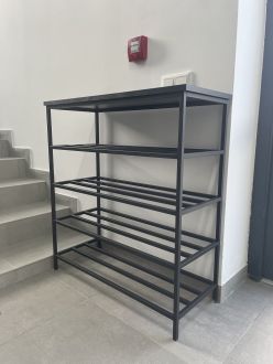 Поличка для взуття 60см 4 полиці чорний/метал чорний Twinsann фотографія