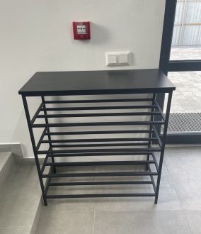 Поличка для взуття 80см 4 полиці чорний/метал чорний Twinsann фотографія