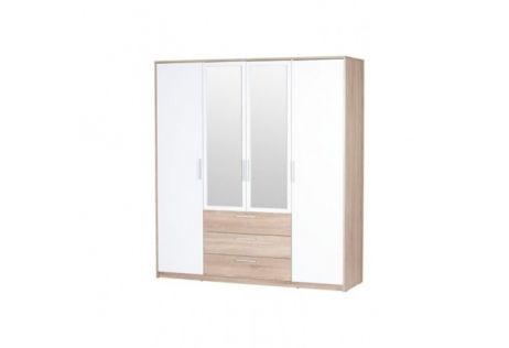 Рико Шкаф 4D3S (с зеркалом) дуб сонома/белый ВМВ Холдинг фотография