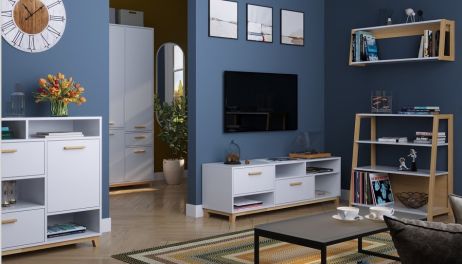 Стека Вітальня  білий/дуб кам'яний ВМВ Холдинг фотографія